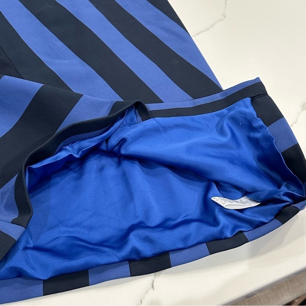 G.I.L.I. Women Milano Ponte Blue Stripe Bodycon Dress Size 8 Sleeveless Cocktail - Picture 7 of 15